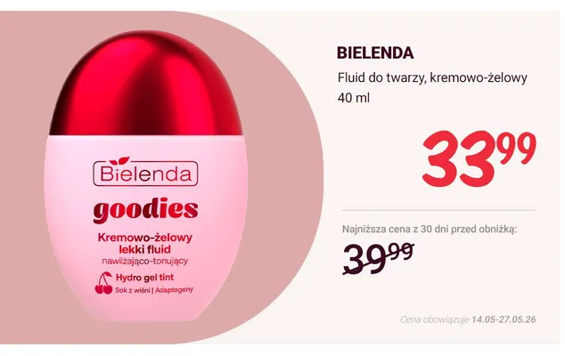 Fluid do twarzy kremowo-żelowy Bielenda goodies promocja w Rossmann
