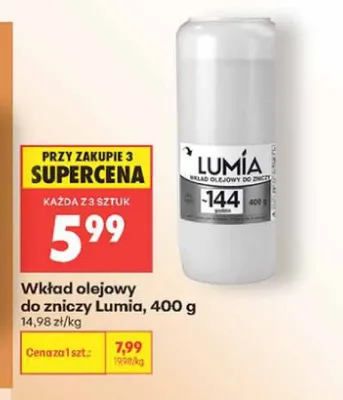Wkład olejowy do zniczy Lumia 400 g promocja w Biedronka