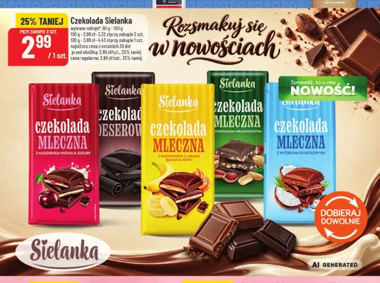 Czekolada mleczna z nadzieniem wiśnia & jogurt Sielanka promocja w POLOmarket