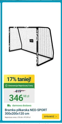 Bramka piłkarska NEO-SPORT 300x200x120 cm promocja w ERLI