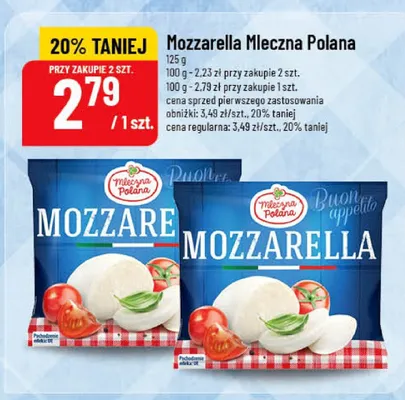 Ser mozzarella Mleczna Polana promocja w POLOmarket
