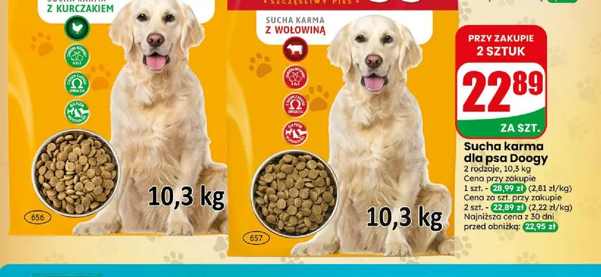 Sucha karma dla psa z kurczakiem Doogy promocja w Dino
