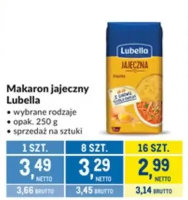 Makaron jajeczny Lubella promocja w Makro