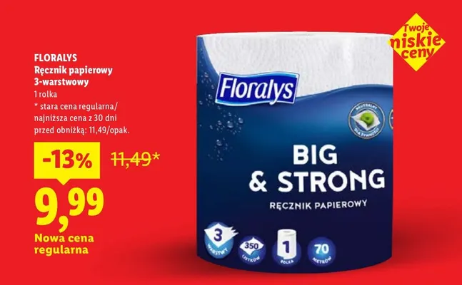 Ręcznik papierowy 3-warstwowy promocja w Lidl