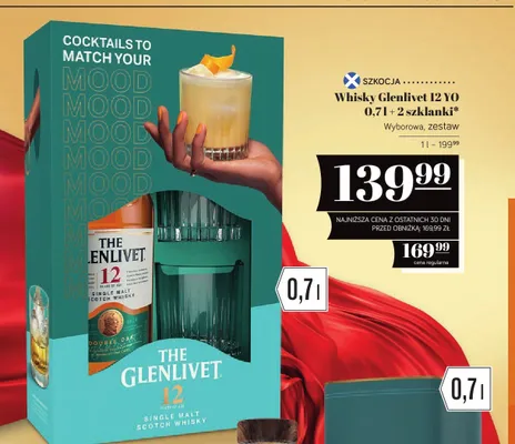 Whisky Glenlivet 12 YO + 2 szklanki promocja w POLOmarket