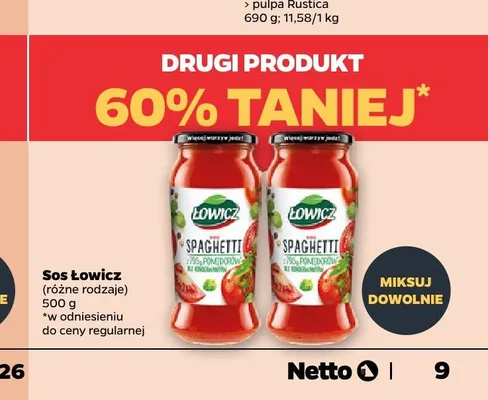 Sos spaghetti Łowicz promocja w Netto