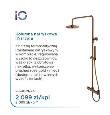 Kolumna natryskowa IO Luvia miedź promocja w Blu Salony Łazienek