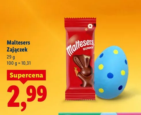 Zając czekoladowy orange Maltesers promocja w Lidl