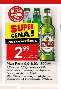 Piwo bezalkoholowe Perła 0,0% promocja w Twój Market