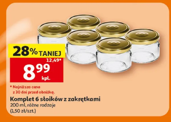 Komplet 6 słoików z zakrętkami promocja w Auchan