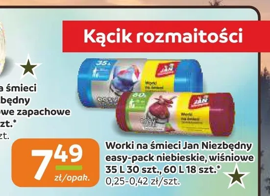 Worki na śmieci Jan Niezbędny easy-pack niebieskie 35 l promocja w Społem Częstochowa