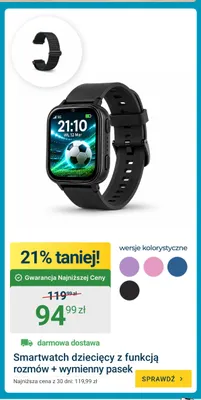 Smartwatch dziecięcy z funkcją rozmów + wymienny pasek promocja w ERLI
