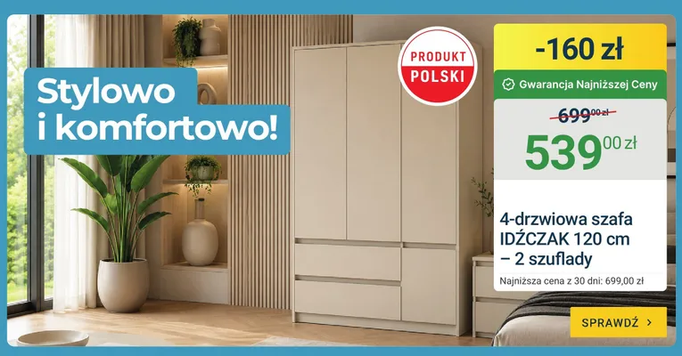 Szafa 4-drzwiowa IDŹCZAK 120 cm promocja w ERLI