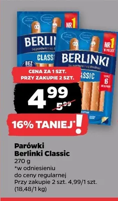 Parówki Berlinki Classic promocja w Netto