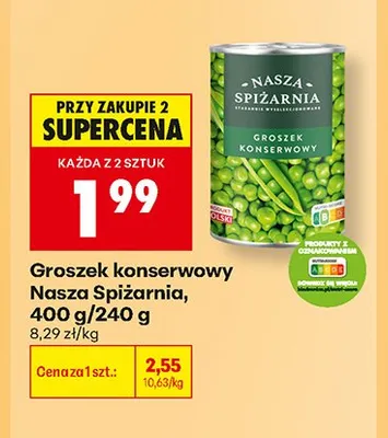 Groszek konserwowy Nasza Spiżarnia promocja w Biedronka