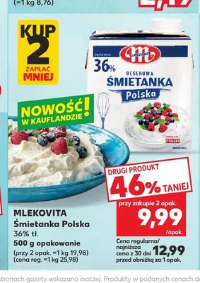 Śmietanka Polska 36% tł. Mlekovita promocja w Kaufland