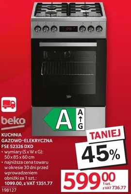 Kuchnia gazowo-elektryczna BEKO promocja w Selgros