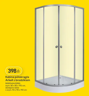 Kabina półokrągła Arkell z brodzikiem promocja w Castorama
