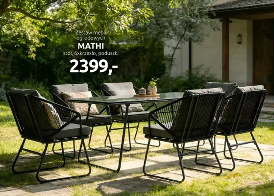 Zestaw mebli ogrodowych stół + 6 krzeseł promocja w Black Red White