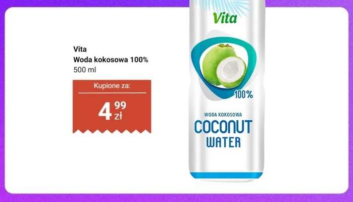 Woda kokosowa 100% Vita promocja w Dino