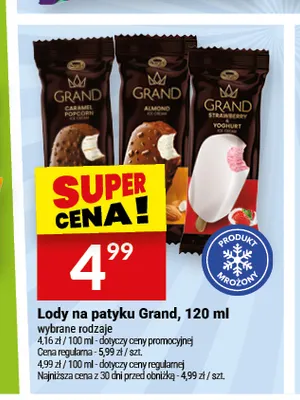 Lody na patyku Grand Strawberry Yoghurt promocja w Twój Market
