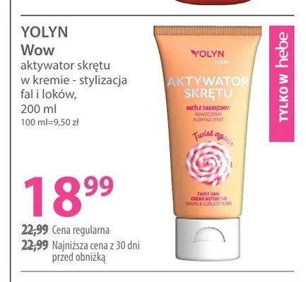 Wow aktywator skrętu w kremie stylizacja fal i loków Yolyn promocja w Hebe