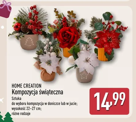 Kompozycja świąteczna w jucie Home Creation promocja w Aldi