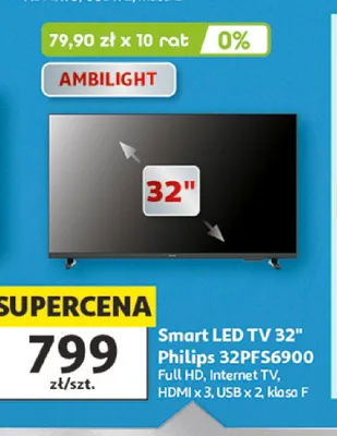 Telewizor Smart LED Philips 32PFS6900 32" promocja w Auchan