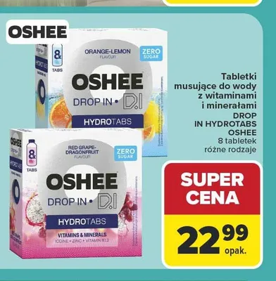 Tabletki musujące Oshee Drop In Hydrotabs Orange-Lemon promocja w Carrefour Market