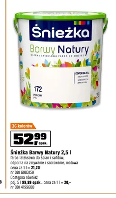 Farba lateksowa Śnieżka Barwy Natury promocja w OBI