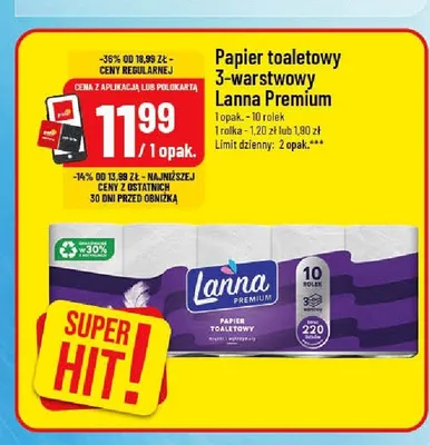 Papier toaletowy 3-warstwowy Lanna Premium promocja w POLOmarket