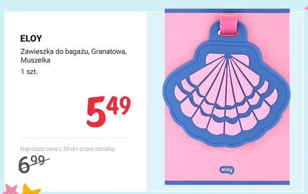 Zawieszka do bagażu ELOY granatowa muszelka promocja w Rossmann
