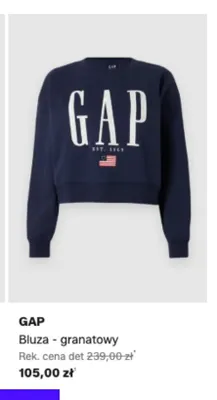 Bluza GAP granatowa promocja w Lounge by Zalando