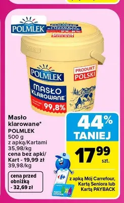 Masło klarowane Polmlek promocja w Carrefour