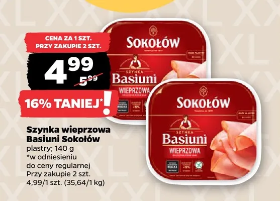 Szynka wieprzowa Basiuni Sokołów promocja w Netto
