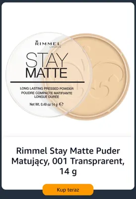 Rimmel Stay Matte puder matujący 001 Transprarent promocja w Amazon