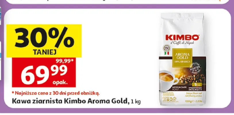 Kawa ziarnista Kimbo Aroma Gold promocja w Auchan