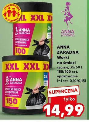 Worki na śmieci czarne ANNA ZARADNA 35l promocja w Kaufland