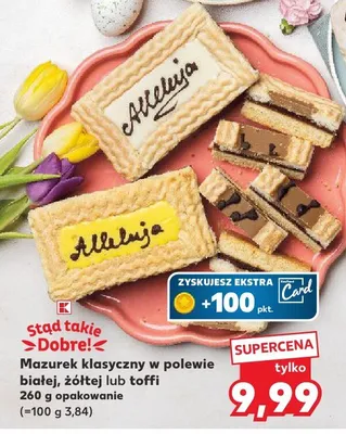 Mazurek klasyczny w polewie białej, żółtej lub toffi promocja w Kaufland