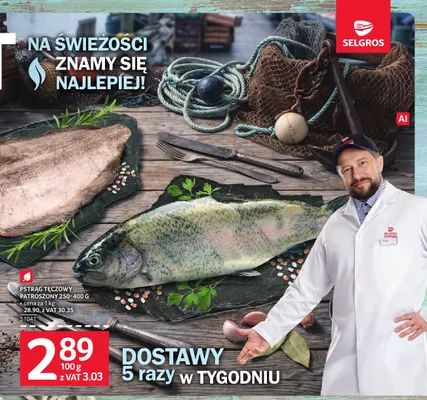Pstrąg tęczowy patroszony 250-400 g promocja w Selgros