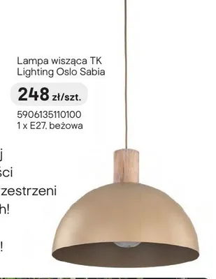 Lampa wisząca TK Lighting Oslo Sabia 1 x E27 beżowa promocja w Castorama
