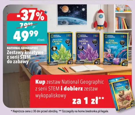 Zestawy kreatywne z serii STEM do zabawy NATIONAL GEOGRAPHIC promocja w Biedronka Home