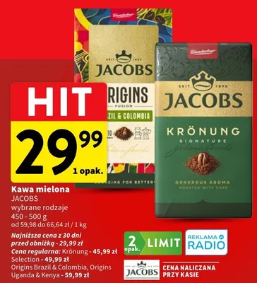 Kawa mielona Jacobs promocja w Intermarche