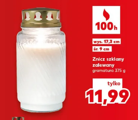 Znicz szklany zalewany promocja w Kaufland
