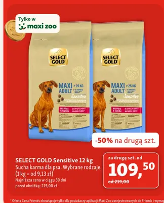 Sucha karma dla psa Select Gold Sensitive promocja w MAXI ZOO