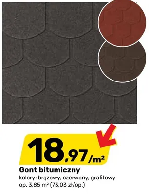 Gont bitumiczny brązowy, czerwony, grafitowy promocja w Bricomarche