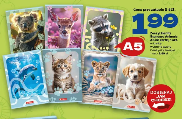 Zeszyt Herlitz Standard Animals A5 32 kartki promocja w Twój Market