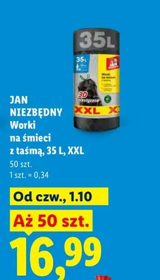 Worki na śmieci z taśmą 35 l XXL Jan Niezbędny promocja w Lidl