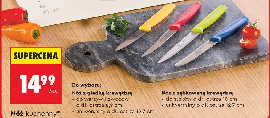 Nóż kuchenny z gładką krawędzią do warzyw i owoców promocja w Biedronka