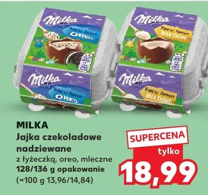 Jajka czekoladowe nadziewane z łyżeczką, oreo Milka promocja w Kaufland